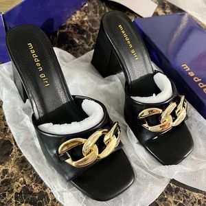 BRAND NEW Madden Girl Black chain Mules